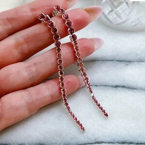 Elegant Silver and Pink Drop Earrings